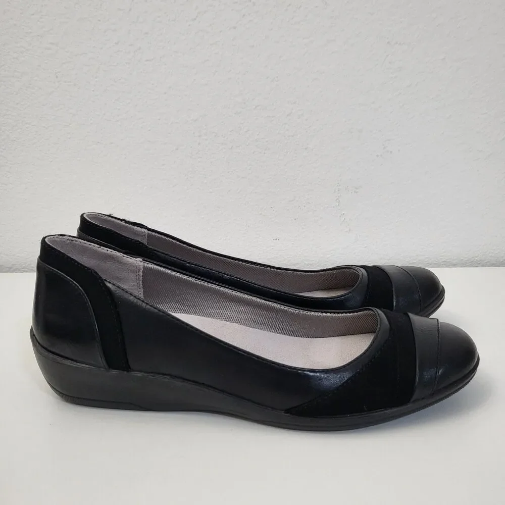 LIFE STRIDE Indeed Flats Womens 8.5 Classic Black Comfort Shoes Office Career